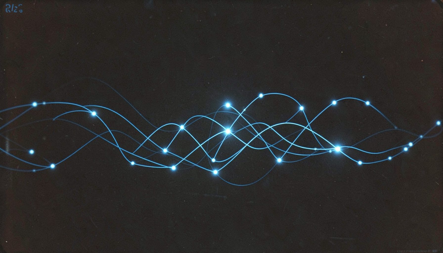 A flowing wave network diagram with glowing blue nodes and connecting lines on a dark background, representing interconnected educational innovation pathways